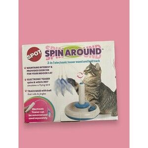 Spot Spin Around 2-in-1 Electronic Teaser Wand  & Ball Track Cat Toy New Gum